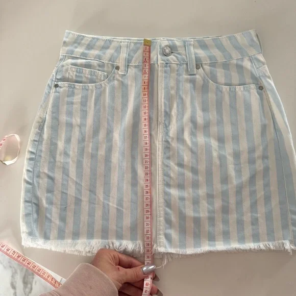 Pacsun Striped Blue and White Denim Mini Skirt - Picture 10 of 11